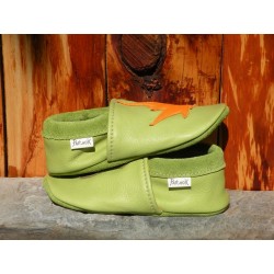 Chaussons dragon vert pomme/kaki