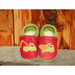 chaussons camion rouge brique/vert pomme