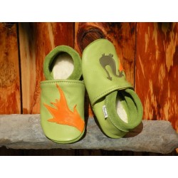 Chaussons dragon vert pomme/kaki