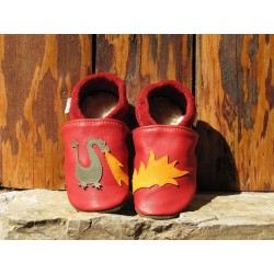 Chaussons dragon rouge brique/kaki