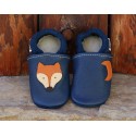 Chaussons en cuir, motif renard